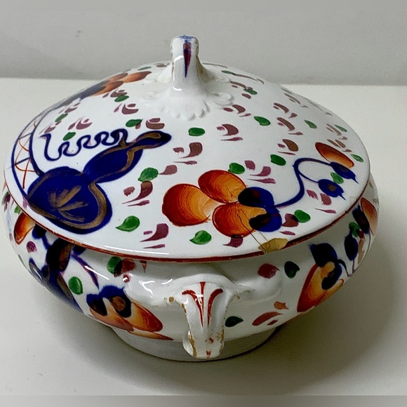 19th Century Antique Gaudy Welsh Oyster Pattern Allertons Marked Lidded Tureen - Picture 15 of 16
